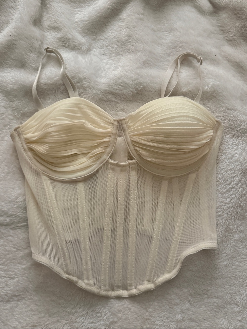Forever 21 Cream Pleated Bustier Top